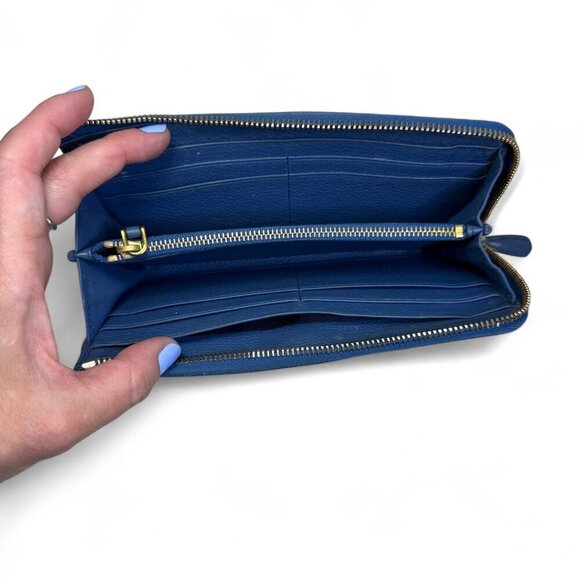 PRADA Saffiano Leather Long L Zipper Wallet, Blue - Picture 4 of 16